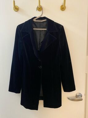 Classic Black Velvet Women's Coat